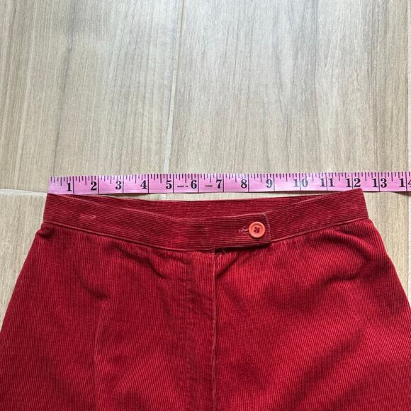Women's Vintage Red Wide Leg Bell Bottom Flare Pants High Waist Corduroy W24 - Picture 8 of 11